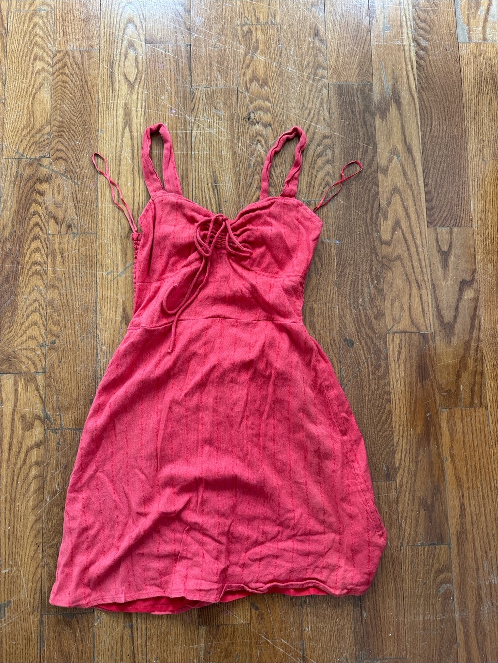 Billabong Coral Red Smocked Tie-Front Top